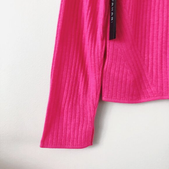 Tahari 100% Extra Fine Merino Wool ribbed mock neck sweater XL pink shirt - Picture 10 of 13